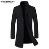 Män Trench Coats Långärmad Vinterparkas Solid Ytterkläder British Style Fashion Men Classic Jacket Windbreaker