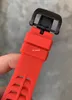 Top Making Men039 Highend Watch Red Carbon Fibre Case Watchs Red Rubber Strap Watch Automatic Movement Wristwatch9091865