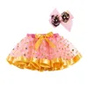 Fancy Mini Skirt Girl Halloween Skirt Pumpkin Lantern Print Costume Sequin Bow Skirts Party Pettiskirt Kids Holiday Tutu