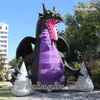 Customized Large Inflatable Black Dragon Model 6m Height Blow Up Pterosaur Statue For Halloween And Concert