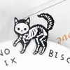 Chat squelette émail broches Punk paillettes chat foncé Badge broche sac vêtements épinglette drôle Animal bijoux cadeau pour les amis