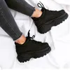 Hot Sale-Women Rubber/Leather/Polyester Factory Buffalo Black 1339 Platform Sneakers