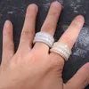 Hot sales ice out vergulde ringen voor mannen vrouwen mode bling hiphop sieraden pop hiphop zirkoon ring