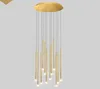 Zwart / Gouden Moderne LED Kroonluchter Verlichting voor Living Dining Room Duplex Roterende Trap Verstelbare Grote Nieuwe Hanglamp Myy