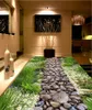 Custom 3D väggmålning golv tapet grön gräs kullersten 3d golv vattentät för badrum 3d golv vägg klistermärken vinyl kök väggpapper