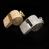 New Hip hop Jewelry Whistle Pendant Necklace Gold Color Bling Cubic Zircon Men Women's Necklace with Rope chain For Gift