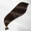 1 г пряди 100 г предварительно скрепленные 4 темно-коричневых индийских прямых кератиновых одинарных двойных наращенных человеческих волос I тип Remy Virgin 7740255