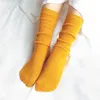 CHAOZHU japonais corée lycée filles chaussettes hautes en vrac couleurs unies Double aiguilles tricot coton longues chaussettes femmes