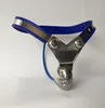 Cinto de castidade azul masculino, plugue anal de aço inoxidável bdsm bondage fetiche com tampa dispositivo de retenção calças gaiolas penianas