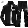 Winter Jacket Mens 2PC Jacka + Byxor Tracksuit Tjock Inner Fleece Hoodie Moletom M-4XL Casual Active Coat Male Zipper Outwear 4sets / Lot