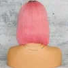 12A parrucche anteriori del merletto dei capelli umani ombre colore rosa brasiliano remy capelli bob taglio di capelli con preplucked nodi candeggiati per capelli naturale