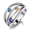 Mode-Nieuwe Mode Ring Zilver Plaat Setting Kleur Crystal Stenen Sieraden voor Yong Lady Dropshipping Sieraden Gat Arc Design Rings