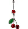 Fashion-Best Quality and Price Wholesale-Body Piercing Smycken Mage Ring Navel Ring Cherry Dangle Ring (5PCS / Lot)