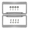 2PCS Silver Chrome Stainless Steel Frames Metal License Plate Frame Tag Cover With Screw Caps Car Styling227S