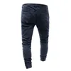 Mens Cool Tasarımcı Markası Blue Black Jeans Sıska Yırtık Yırtık Stretch Slim Fit Hop Hop Pantolonları Men311k için Delikler