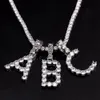 Zirkoon tennisbrieven kettingen hanger voor mannen vrouwen zilveren kleur mode hiphop sieraden gepersonaliseerde naam ketting