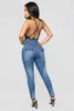 Frühling Casual Weibliche Hosen Dünne Damen Taste Zerrissene Jeans Für Frau Denim Bleistift Hohe Taille Jeans Mujer Jeansy