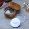 Astuccio per cipria vuoto da 30 ml Vaso per cosmetici in bambù Contenitore per cipria in polvere per trucco Contenitore per contenitori con coperchi per setaccio e piumino per cipria