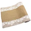 Bordslöpare 275cmx30cm vintage naturlig säckväv jute linne spetsduk för matsal restaurang tabell gadget hem dekor