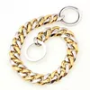 15 mm vergoldetes Haustierhalsband, Hundetraining, Choke-Kettenhalsbänder, 316L-Edelstahlkette für große Hunde, Pitbull, Bulldogge, 30,5–86,4 cm