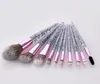 10 sztuk Makijaż Szczotki Zestaw Diamentowy Brokat Kryształ Uchwyt Mieszający Fundacja Proszek Eyeshadow Brwi Brush Brush Beauty Make Up Tools