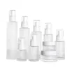 Garrafa de vidro fosco frasco de creme de creme de creme frasco de loção de lotion cosméticos amostras de armazenamento 30ml 40ml 50ml 60ml 80ml 100ml