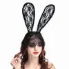 Christmas Lace Bunny Rabbit Ears Mask Sexy Veil Headband Nightclubs Masquerade Mask Halloween Costume Party Face Mask JK1909XB7590482