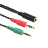 Câble audio tressé 3,5 mm micro femelle à 2 mâles pour écouteurs, cordon séparateur AUX pour PC, ordinateur portable, tablette, iPhone, Samsung, 20 cm