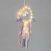 Flaky Clouds Dreamcatcher 깃털 소녀 포수 네트워크 LED 드림 포수 침대 룸 매달려 장식 만화 액세서리 INS 펜던트 C6739