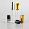 Bouteille en verre d'atomiseur transparent de 5ML / 10ML avec métal argent or aluminium pulvérisateur à brume fine vaporisateur parfum rechargeable parfum bouteille de parfum vide