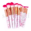 New 10pcsset Marble Makeup Brushes Sets Blush Powder Eyebrow Eyeliner makeup brush set Foundation make up brushes5882590