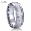 8 mm silberner Metall-Wolframkarbid-Ring mit Meteoriteneinlage, glänzendes, gewölbtes Finish, einfacher Ehering für Männer, Größe 8 bis 13 J190715