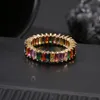 Wedding Ring Women Men 6-9 Gold Ploated Rainbow Love Rings Micro verhard 7 kleuren Flower Jewelry Coup 957