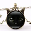 Zwart Glas Cabochon Ketting Cat Ear Frame Hangers Kettingen Dames Kids Mode-sieraden 1625