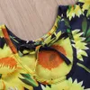 Flickor Mode Sunflower Print Romper Barn Flicka Flyga Ärm Casual Jumpsuits Kids Flower Printed Kläder RRA561