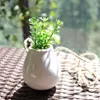 Hem Trädgård Balkong Keramisk Hängande Planter Blomma Pott Växt Vase Med Twine Liten Flaska Decor