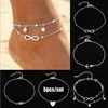 5 st / set silver guldstrand anklets armband hamsa hand oändlighet kärlek hjärta anklet sommar semester fot kedja smycken set