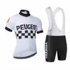 Nieuwe heren peugeot wielertrui frankrijk spanje bike retro Color bar kleding fietskleding racekleding Geruite kleding5753706