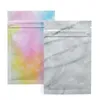 Glossy Marbling Pattern Aluminum Foil Zipper Package Bag Reclosable Flat Self seal Pouches Cosmatic Bag whole7064774