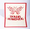 Handgjorda Grattis på födelsedagen Cartoon Butterfly Creative Greeting Cards 3D Pop Up Papper Kort Festliga parti leveranser