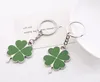 Green Leaf Keychain Fashion Creative Beautiful Four Leaf Clover Steel Lucky Key Chain Jewelry Keyring