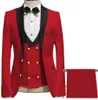 Beau One Button Groomsmen Peak Lapel Groom Tuxedos Hommes Costumes Mariage / Bal / Dîner Meilleur Blazer Homme (Veste + Pantalon + Cravate + Gilet) 816