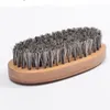 Hot Sale Mäns Mode Boar Beard Mustasch Brush Round Wood Handle Bristle Comb Gratis Frakt LX7749