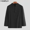 Men Long Sleeve Shirt Solid Color V Neck Cotton Linen Button Up 2019 Chinese Style Men Clothes Vintage Elegant Casual Shirts 3XL