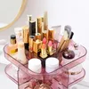 Avtagbar kosmetikförvaringslåda stort skrivbord 360-graders roterande yrke makeup arrangör akryl smyckesbehållare 2 färger241k