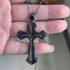 Hip Hop Retro Cross Pendant Fashion Jewelry 925 SilverBlack Gold Fill Lucky Women Wedding 5A White Clear CZ Diamond Chain Necklac2990158