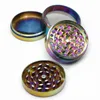 Rainbow Grinders Iceblue Zinc Alloy Smoking Metal Grinder 40/50/55/63mm Diameter 4 Parts Herb Crusher Herbal Crushers Fast Ship