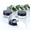 Clear Eye Cream Jar Bottle 3g 5g Empty Glass Lip Balm Container Wide Mouth Cosmetic Sample Jars with Black Cap