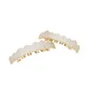 New Full zircon Teeth Grillz Top & Bottom 18K gold silvery Color Grills Dental Mouth Hip Hop Fashion Jewelry Rapper Jewelry263O