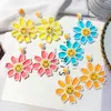 Fashion- Korean Big Clear Acrylic Flower Drop Earrings For Women Bohemian Sunflower Statement Dangle Earring Boho Jewelry